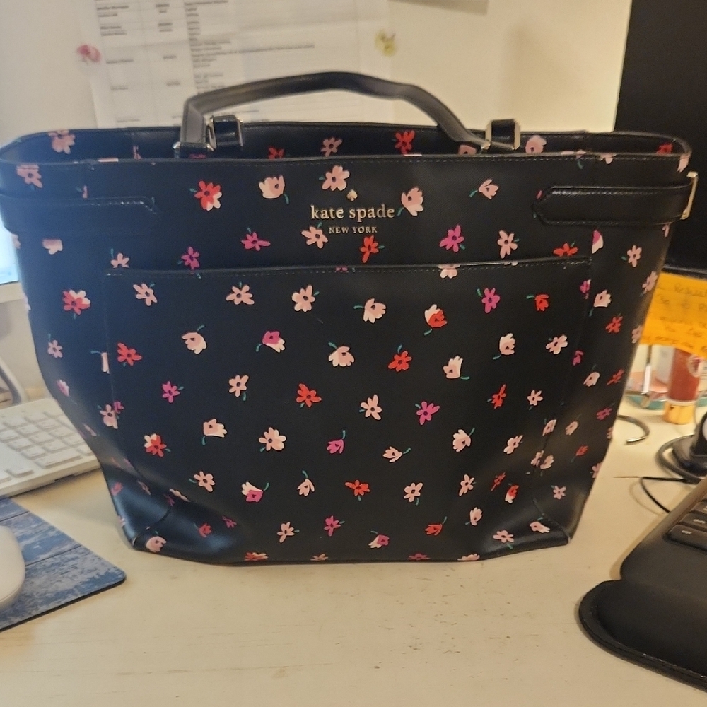 kate spade Black Floral Print Tote - Picture 2 of 16